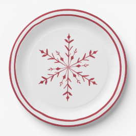 Red Snowflake jul Party Plate