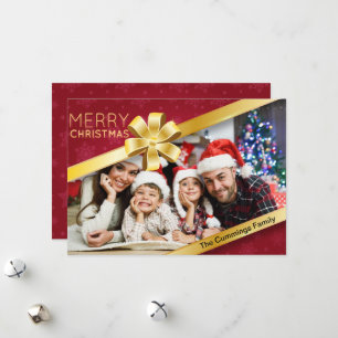 Red Snowflake jul Photo Helgdag Card Julkort