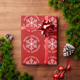 Red Snowflake-julafton Wrapping Papper Presentpapper