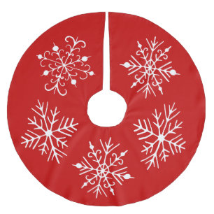 Red Snowflake Julgran Skirt Julgransmatta Borstad Polyester