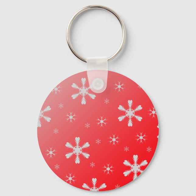 Red Snowflake Keychain Nyckelring (Framsida)