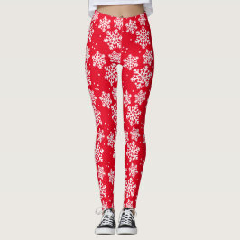 Red snowflake leggings