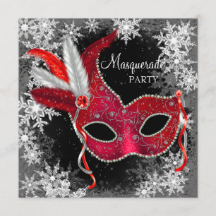 Red Snowflake maskerad Party Inbjudningar
