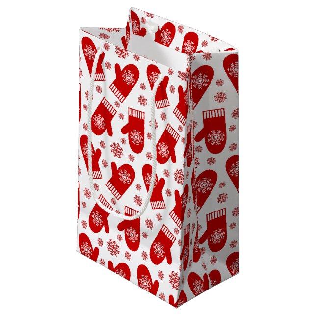 Red Snowflake Mittens jul (Framsidan Vinklad)