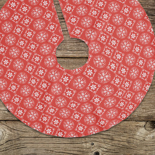 Red Snowflake Mönster - enkel jul Julgransmatta Borstad Polyester