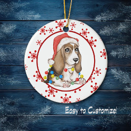 Red Snowflake Naughty Beagle Valp Helgdag Julgransprydnad Keramik