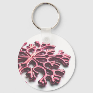 Red Snowflake Nyckelring