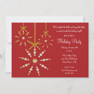 Red Snowflake Ornament julfest Inbjudningar