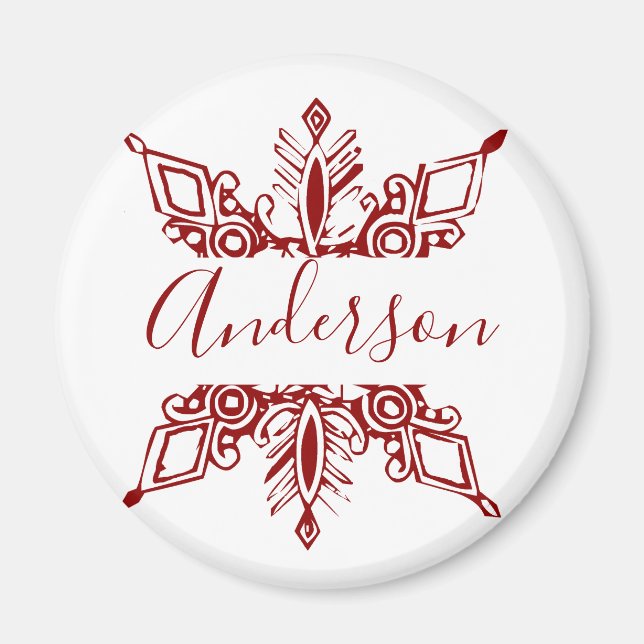 Red snowflake personlig magnet (Framsidan)