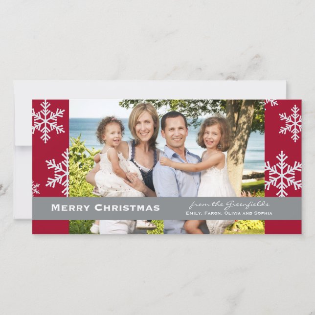 Red Snowflake Photo Card Julkort (Framsida)