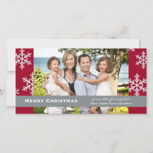 Red Snowflake Photo Card Julkort
