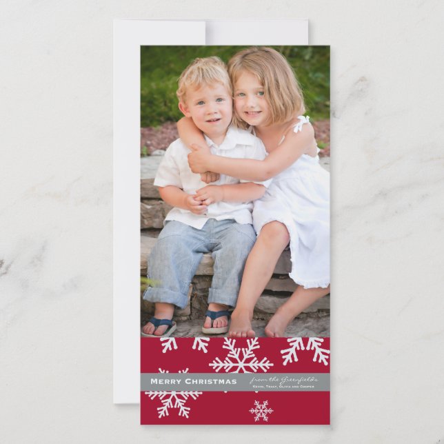 Red Snowflake Photo Card Julkort (Framsida)