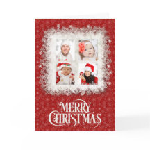 Red Snowflake Photo jul Card