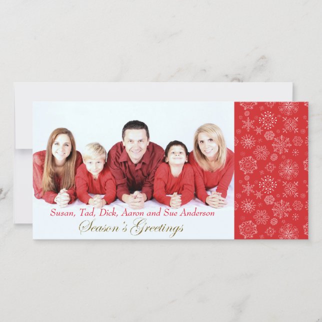 Red Snowflake Photo jul Card Julkort (Framsida)