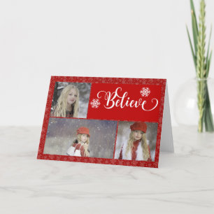 Red Snowflake Photo Tro julkort Helgkort
