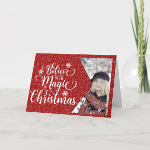 Red Snowflake Photo Tro julkort Helgkort