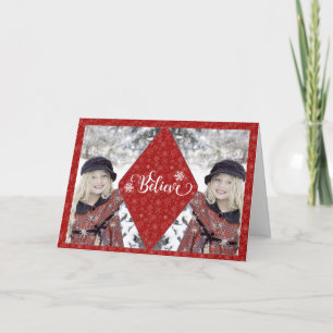 Red Snowflake Photo Tro julkort Helgkort