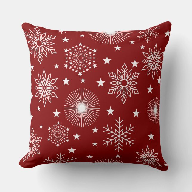 Red Snowflake/Rand Candy cane Pillow Kudde (Framsida)