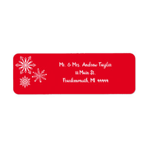 Red Snowflake Return-adressetikett Returadress Etikett