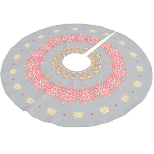 Red Snowflake Ringar Julgransmatta Borstad Polyester