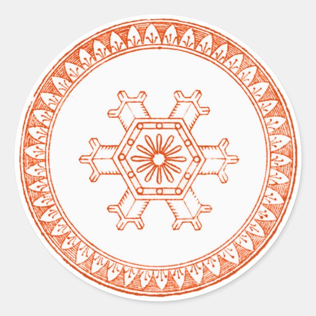 Red Snowflake Runt Klistermärke (Framsida)