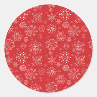 Red Snowflake Sticker Runt Klistermärke