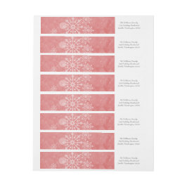 Red Snowflake Swirls Adressetiketter Etikettband