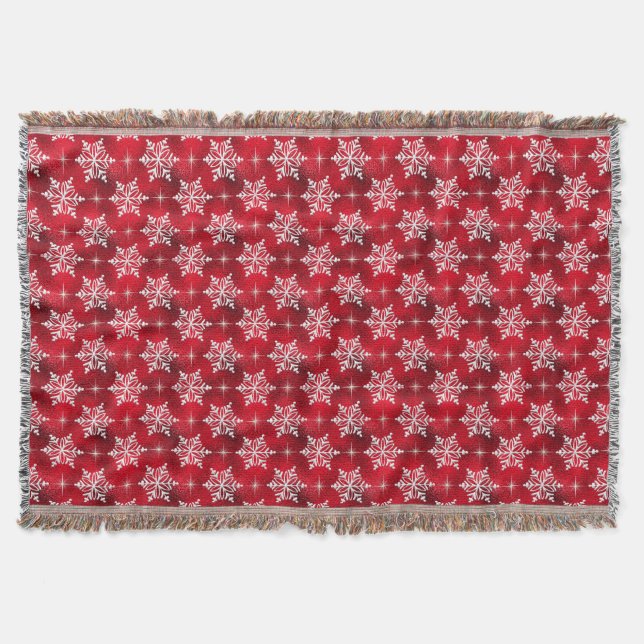 Red Snowflake Throw Blanket Mysfilt (Framsidan)