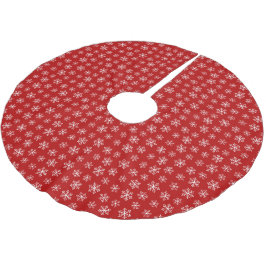 Red Snowflake Träd Skirt Julgransmatta Borstad Polyester