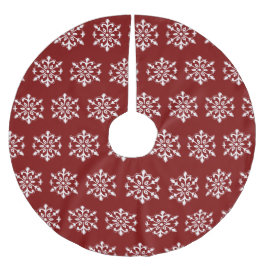 Red Snowflake Tree Skirt Julgransmatta Borstad Polyester
