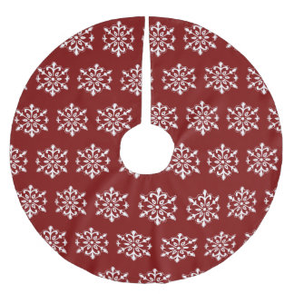 Red Snowflake Tree Skirt Julgransmatta Borstad Polyester