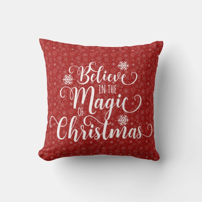 Red Snowflake Tro Pillow Kudde (Framsida)