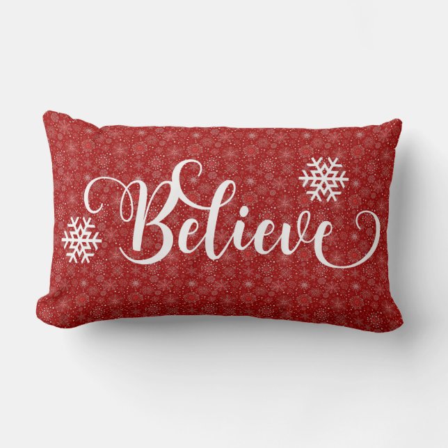 Red Snowflake Tro Pillow Lumbarkudde (Framsida)