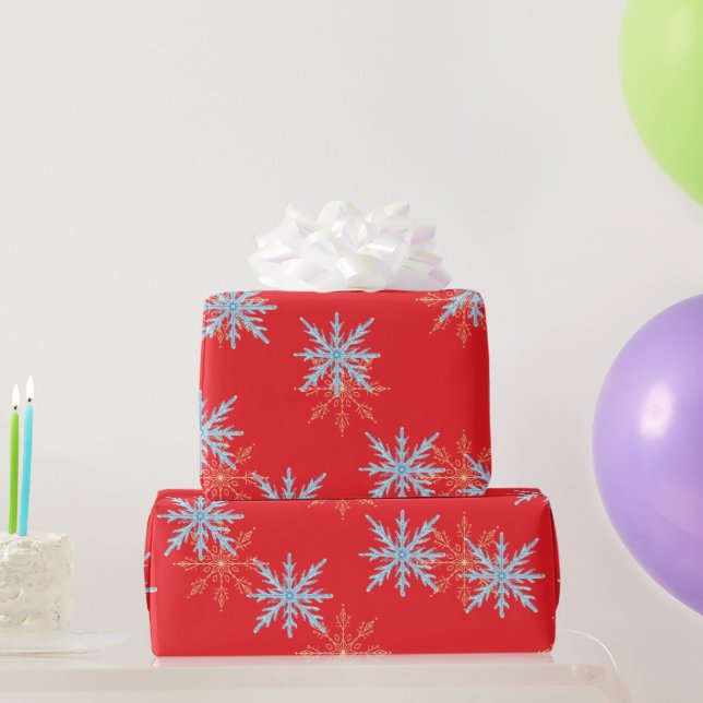 Red Snowflakes Merry Christmas Script with 2026 Wr Presentpapper (Festgåvor)