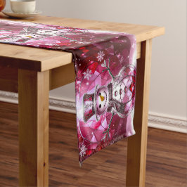 Red Snowman Snowflakes Holiday Table Runner