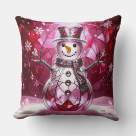Red Snowman Snowflakes Holiday Throw Pillow Kudde