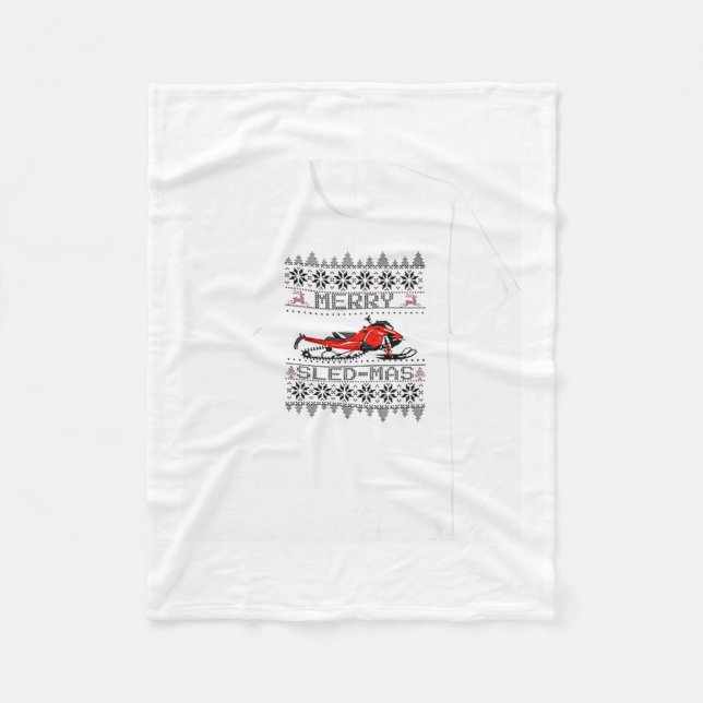 Red Snowmobile Holiday Sweater Merry Sledmas Ugly  Fleecefilt (Framsidan)