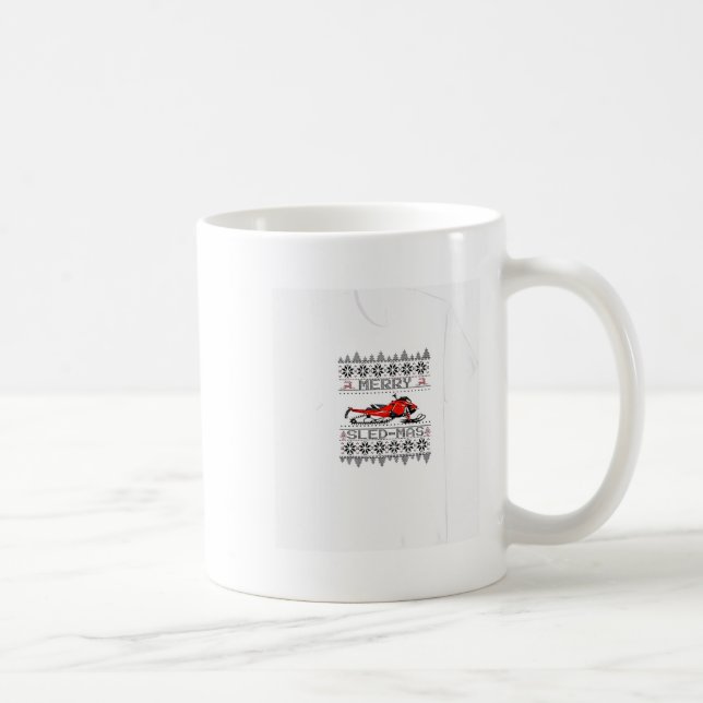 Red Snowmobile Holiday Sweater Merry Sledmas Ugly  Kaffemugg (Höger)