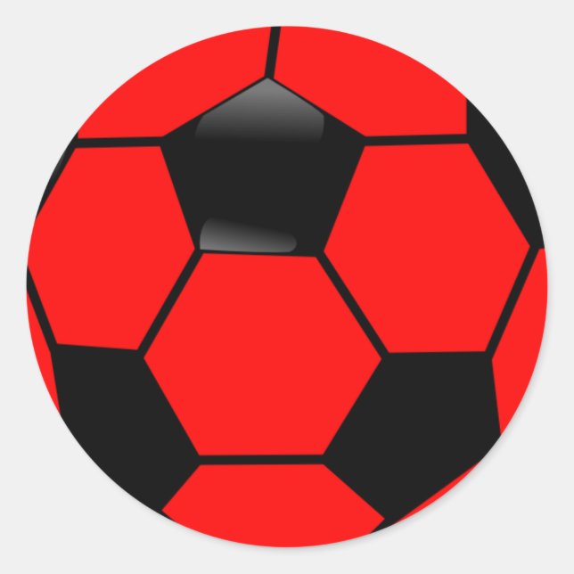 Red Soccer Ball Runt Klistermärke (Framsida)