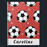 Red Soccer Ball Winter Stripe Snowflake Namn Cute Anteckningsbok<br><div class="desc">Den här bärbara roligten med rött fotboll mönster och barn namn skulle ge en fantastisk gåva till en pojke/flicka,  som är fotboll i kärlek! Lägg enkelt till önskat namn genom att klicka på alternativet "Anpassa den här mallen".</div>