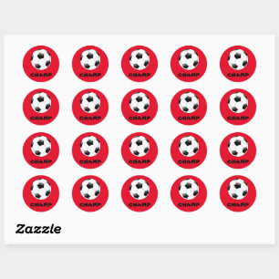 Red Soccer Champ Stickers Runt Klistermärke