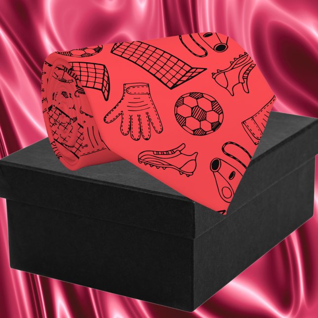 Red Soccer Equipment Mönster Slips (Red Soccer Equipment Pattern Neck Tie)