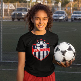 Red Soccer Shield Team, Player Namn och nummer T Shirt