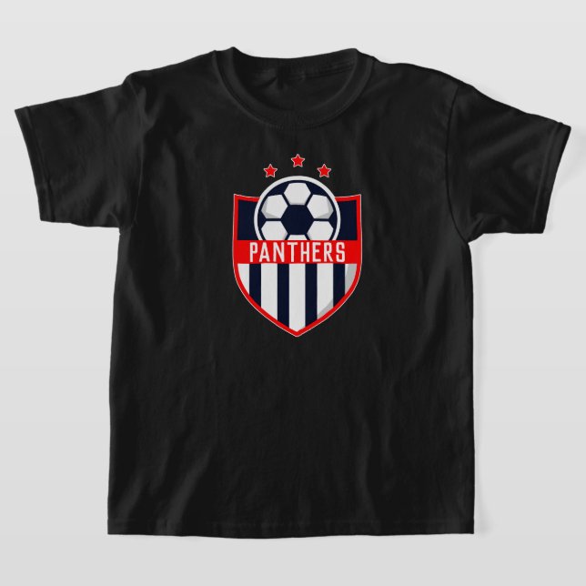 Red Soccer Shield Team, Player Namn och nummer T Shirt (Laydown)