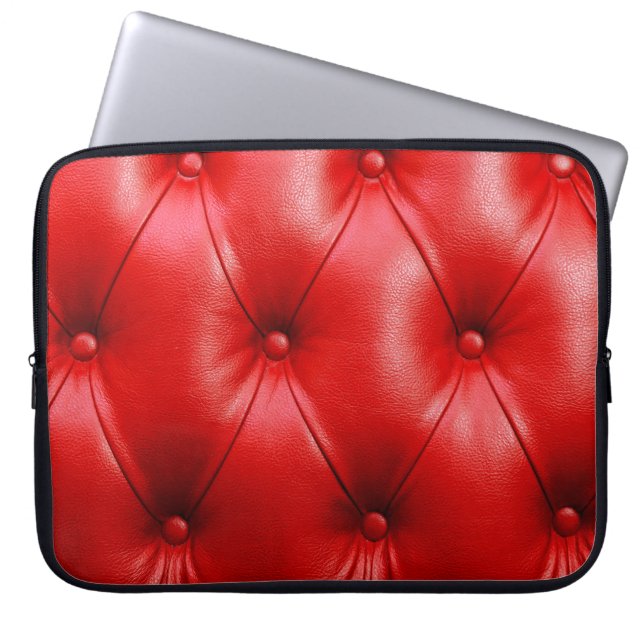 Red soffa läder struktur laptop fodral (Framsidan)