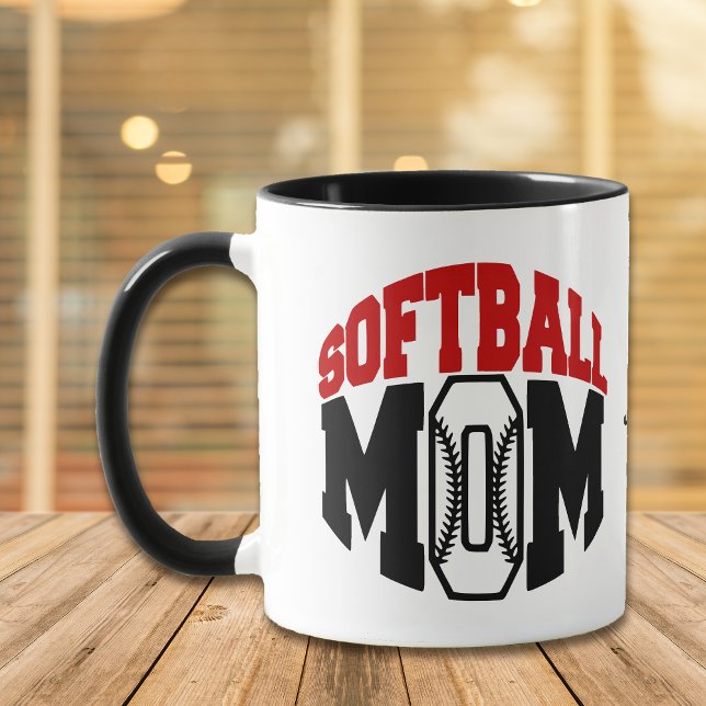 Red Softball Mamma Personlig Mugg (Skapare uppladdad)