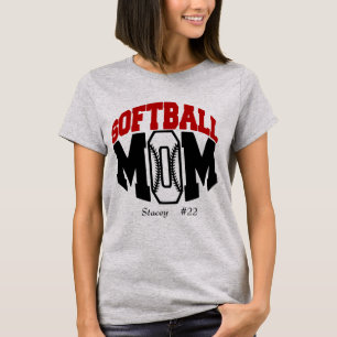 Red Softball Mamma Personlig T Shirt