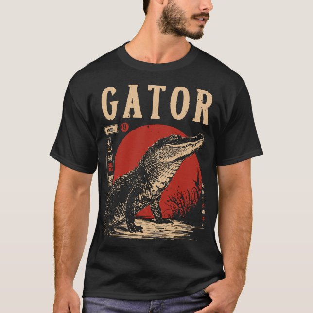 Red Sol Alligator | Reptile Predator Porträtt T Shirt (Framsida)
