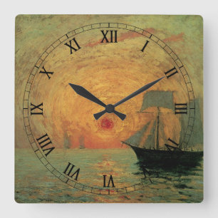 Red Sol av Maxime Maufra, Vintage Impressionism Fyrkantig Klocka