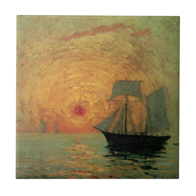 Red Sol av Maxime Maufra, Vintage Impressionism Kakelplatta (Framsidan)